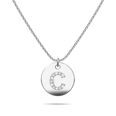 Initials Fabulous Alphabet Letter Necklace White Gold Layered Steel Jewellery